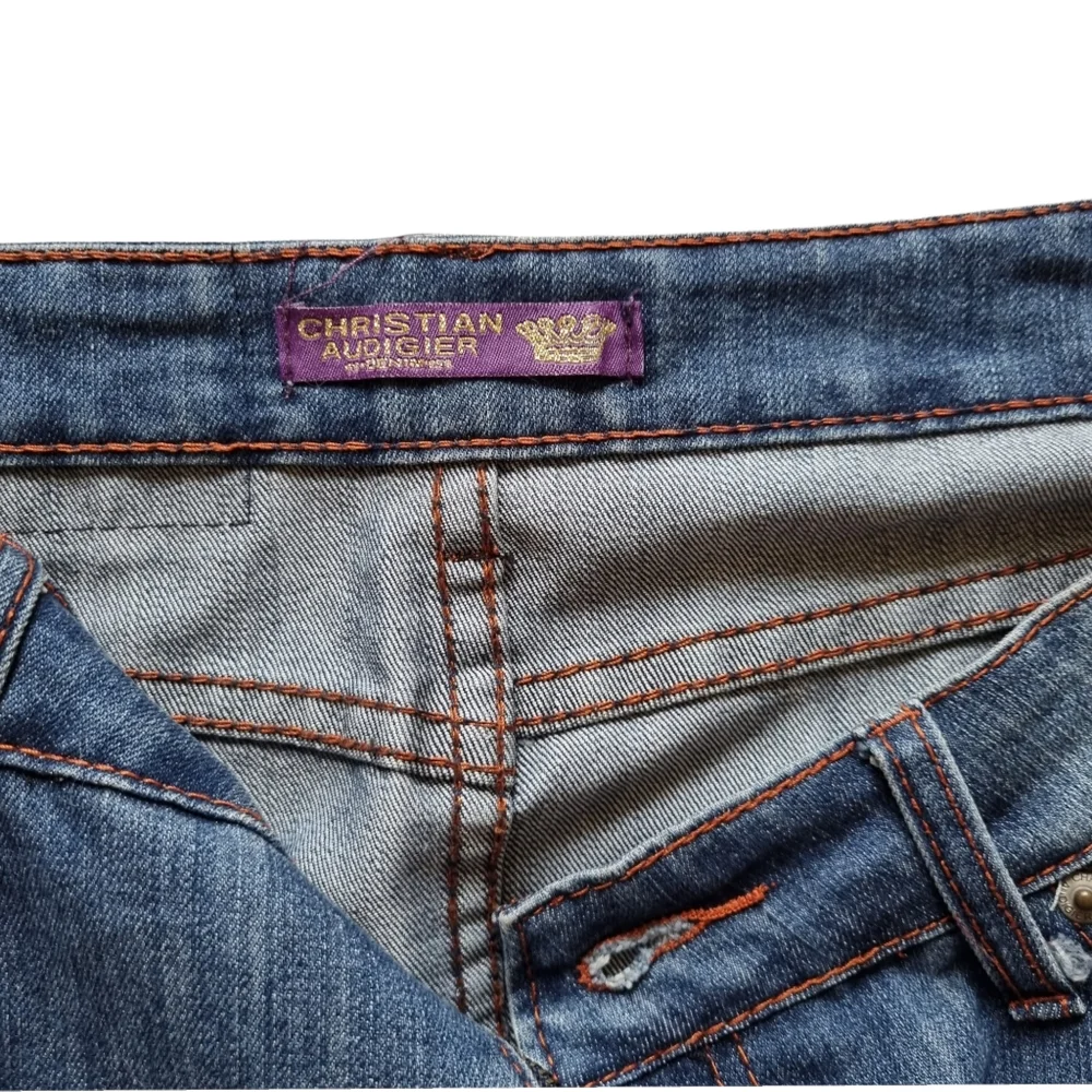 Christian Audigier Mini Denim Y2K Embroidered Panther Skirt Size 31 (Size 12) - Picture 4 of 13